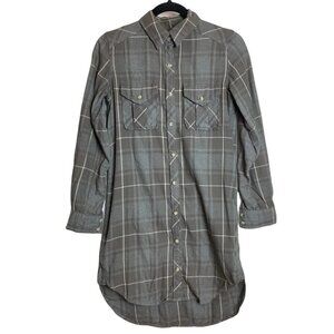 Wilfred Free Women’s Plaid Button  Front Tunic Shirt Size XXS